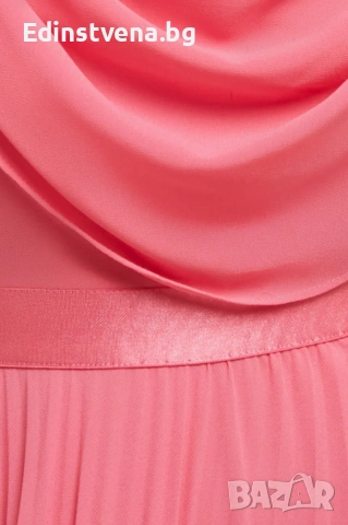 Дамска официална рокля GODDIVA в цвят корал с едно рамо и ефирна долна част от шифон, снимка 3 - Рокли - 53160979