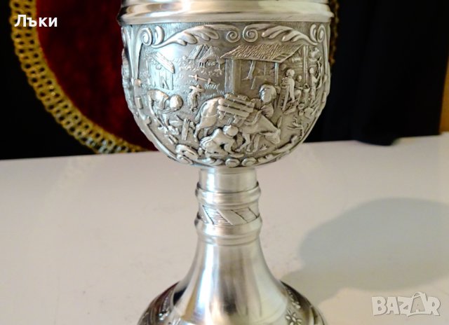 Калаен бокал за вино,битови селски картини. , снимка 8 - Антикварни и старинни предмети - 37054355