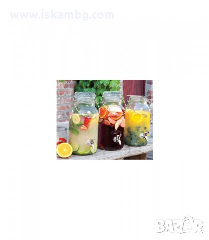 СТЪКЛЕН РЕТРО БУРКАН ЗА НАПИТКИ С КАНЕЛКА - код 2 литра, снимка 3 - Други стоки за дома - 33976778