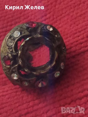 СТАРИНЕН ВЪЗРОЖДЕНСКИ ПРЪСТЕН САЧАН БРОНЗ УНИКАЛНА РЪЧНА МАЙСТОРСКА ИЗРАБОТКА с КАМЪНИ БИЖУ 17533, снимка 17 - Антикварни и старинни предмети - 33046715