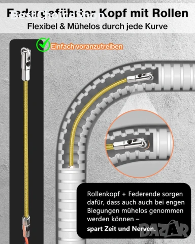 Помощно средство за влачене на кабели 30м спирала с пружина - 5мм PET ролка, снимка 7 - Други инструменти - 54092394