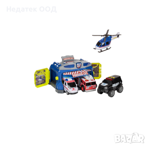 Детска станция с пожарна и полиция, линейка, хеликоптер, снимка 2 - Коли, камиони, мотори, писти - 44779814