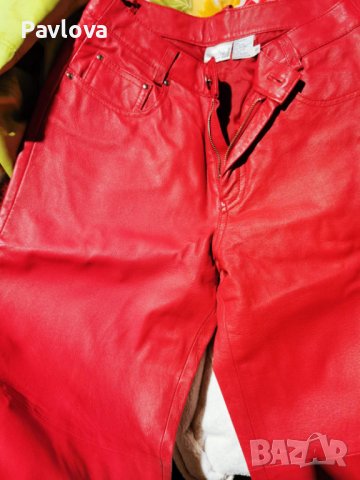 Червен панталон Естествена кожа  100 лева М размер, снимка 2 - Панталони - 39364881