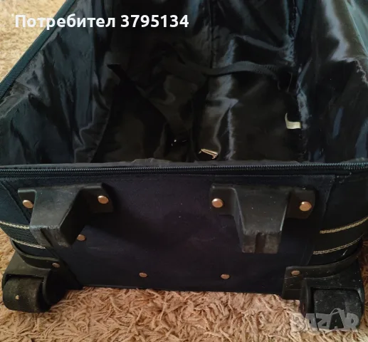 Текстилен син куфар , снимка 5 - Куфари - 56432960