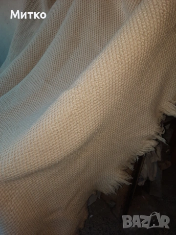 Ретро бял китеник с ресни за легло, снимка 3 - Покривки за легло - 53078234