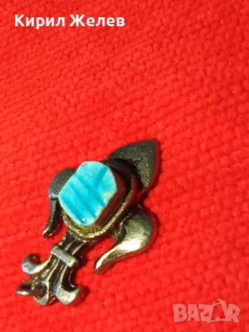 КРАЛСКА ФРЕНСКА ПОСРЕБРЕНА ЛИЛИЯ със СИН НАТУРАЛЕН ДЯЛАН КАМЪК АРИСТОКРАТИЧНО БИЖУ ПЕНДАНТ 14188, снимка 9 - Колиета, медальони, синджири - 30580791