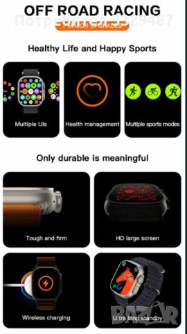 ПРОМО ЦЕНА  Apple Watch 9 ultra gen 2 49мм 2,2 инча дисплеи Смарт часовник, снимка 10 - Смарт часовници - 42434242