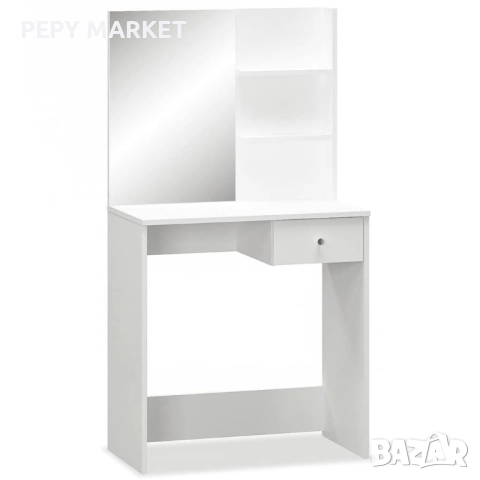 Тоалетна масичка, ПДЧ, 75x40x141 см, бяла Цвят: Матово бяло Материал: ПДЧ + ръбове от PVC + стъкло Р, снимка 3 - Други - 51446233