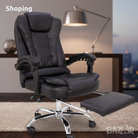 Ергономичен въртящ се офис стол с масаж и поставка за крака, снимка 2 - Столове - 53270046