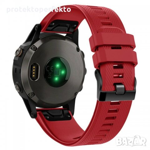Силиконова каишка GARMIN Fenix 6, 6X, Pro, Solar червен цвят, снимка 2 - Каишки за часовници - 35580141