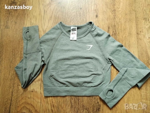 Gymshark Vital Seamless 2.0 Long Sleeve Crop Top - дамско фитнес боди КАТО НОВО С , снимка 7 - Корсети, бюстиета, топове - 51488327