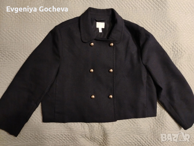 късо палто H&M XXL тъмносиньо, снимка 6 - Якета - 52030113