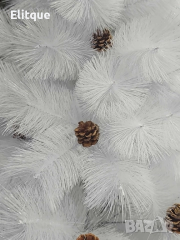 Коледна Снежно бяла или зелена елха с шишарки + пласмасова стойка ТОП ПРЕДЛОЖЕНИЕ, снимка 7 - Декорация за дома - 52495394