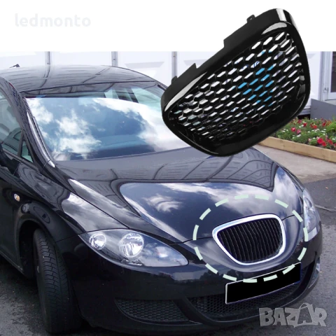 Предна Решетка Черен Гланц за Seat Leon MK2 1P1 2006–2009 – Спортен Дизайн, BPPPGR36