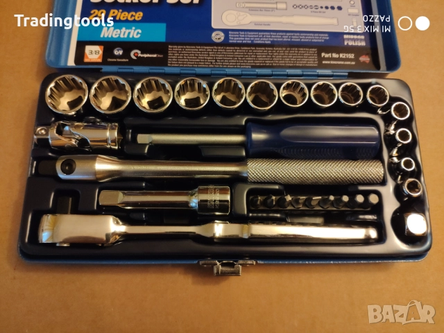 KINCROME 3/8 гедоре /гидория 29части качествени вложки камъни комплект метална кутия