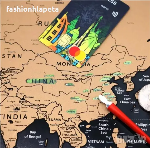 Скреч карта на света 42*30cm  , снимка 3 - Карти за игра - 49794055