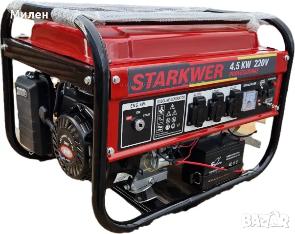 4,5 КВ - Бензинов Генератор за ток STARKWER 4.5 KW. ел. старт - медни намотки / Агрегат за ток, снимка 4 - Генератори - 55798293