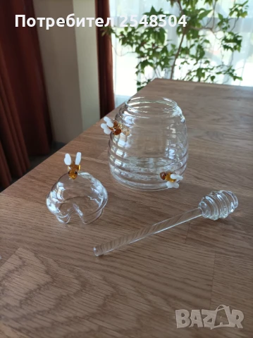 Стъклен буркан за мед с лъжичка, снимка 6 - Аксесоари за кухня - 50858133