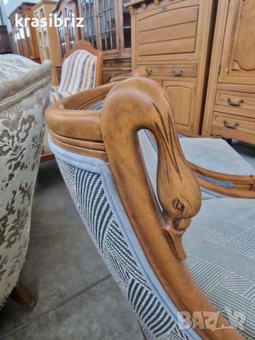Масивно Ретро Кресло-"Chauffeuse"-2 броя-внос от Германия!ОБЯВЕНАТА ЦЕНА Е ЗА БРОЙ!, снимка 3 - Столове - 54108338