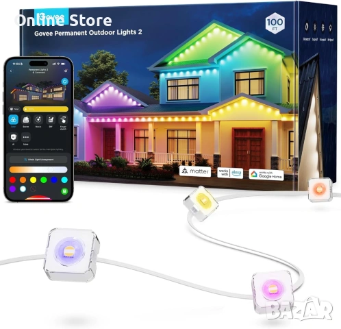 Govee 2 външно RGBIC осветление 30 м – 72 LED, IP67, смарт управление, снимка 2 - Външни лампи - 54171095