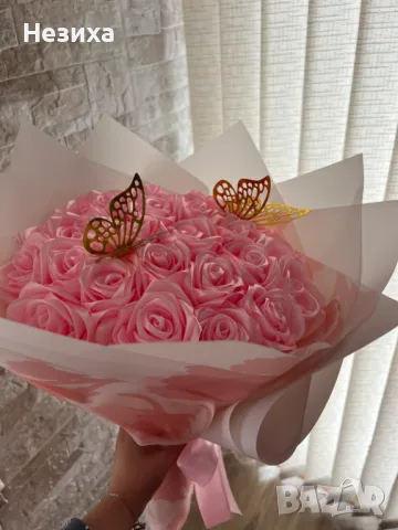 Букети от сатенени рози , снимка 5 - Изкуствени цветя - 50232521