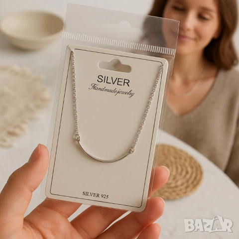 Минималистично сребърно колие – стил и издръжливост в едно, снимка 7 - Колиета, медальони, синджири - 51926480