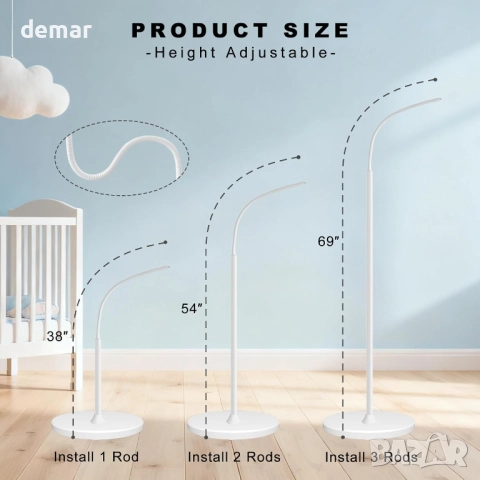 Стойка за бебефон с регулируема височина до 175 см, с резба 1/4", снимка 5 - Бебефони - 52706195