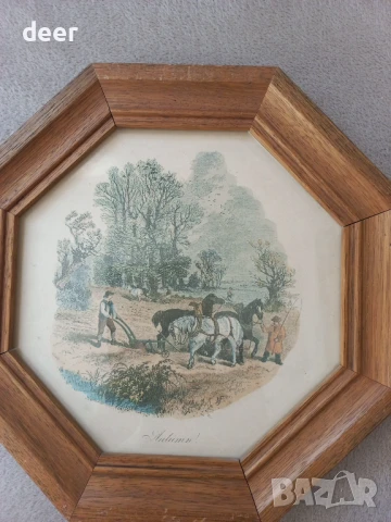 Старинна  картина  с дървена рамка, снимка 7 - Картини - 50891489