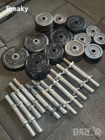 Тежести , дискове за лост ф 30 + лостчета за дъмбели , снимка 5 - Фитнес уреди - 54357807