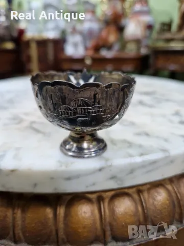 Чифт страхотни антикварни колекционерски сребърни зарфове , снимка 9 - Антикварни и старинни предмети - 50154118