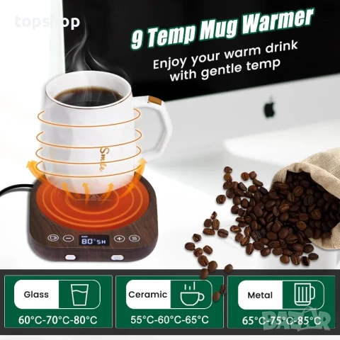 НОВ Нагревател за кафе или напитки / Нагревател за Чаша / От 55°С до 85°С, снимка 2 - Други - 50529502