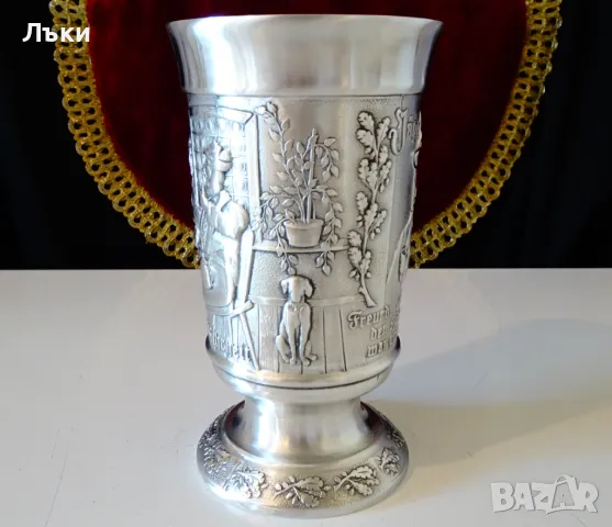 Бокал,халба от калай с ловец,заек,лов,300 мл. , снимка 7 - Антикварни и старинни предмети - 47904460