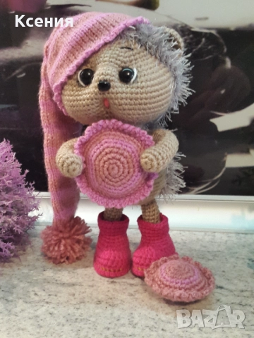 Плетена играчка ”Сънлив Таралеж”, Плетени, ръчно изработени, прекрасен подарък, снимка 6 - Плюшени играчки - 52510078