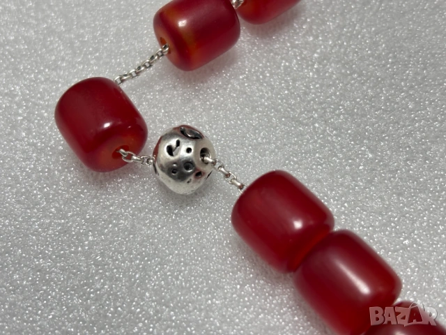 Стара Сребърна Броеница-сребро проба 925, ръчна изработка, снимка 4 - Антикварни и старинни предмети - 53959165