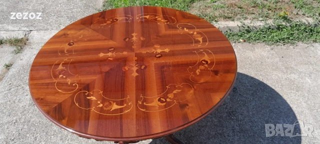 Маса трапезна масив с интарзия №14, снимка 4 - Маси - 52544867