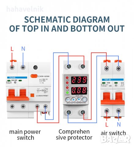 40А/63А Самовъзстановяваща се автоматична защита от ниско и високо напрежение, снимка 2 - Друга електроника - 31346049