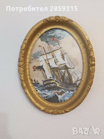 Нов, отлично съхраняван!!! Старинен гоблен в луксозна барокова рамка, снимка 3 - Гоблени - 31653227