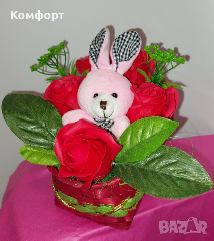 Аранжировки със сапунени рози , снимка 2 - Подаръци за жени - 44596000