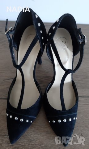 Черни велурени обувки естествена кожа  велурени, снимка 4 - Дамски елегантни обувки - 36625733