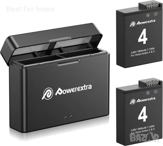 Комплект батерии и зарядно DJI Osmo Action 4 и 3 от Powerextra, снимка 2 - Батерии, зарядни - 48482541