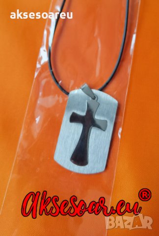 Ново колие с каишка медальон с висулка кръст в метална плочка модни бижута за подарък за Свети Вален, снимка 10 - Колиета, медальони, синджири - 38319851