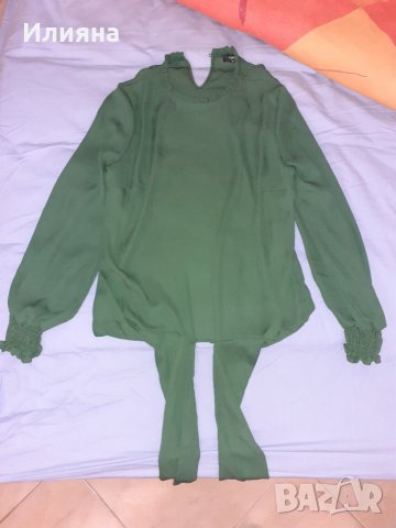 Маслинено зелена блуза, снимка 2 - Блузи с дълъг ръкав и пуловери - 32037604