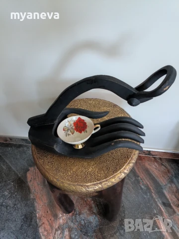 Vintage поставка от тиково дърво за бутилки , ключове , декорация или по избор. , снимка 4 - Декорация за дома - 50700383