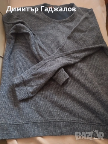 Мъжка сива блуза (пуловер) с дълъг ръкав, размер L