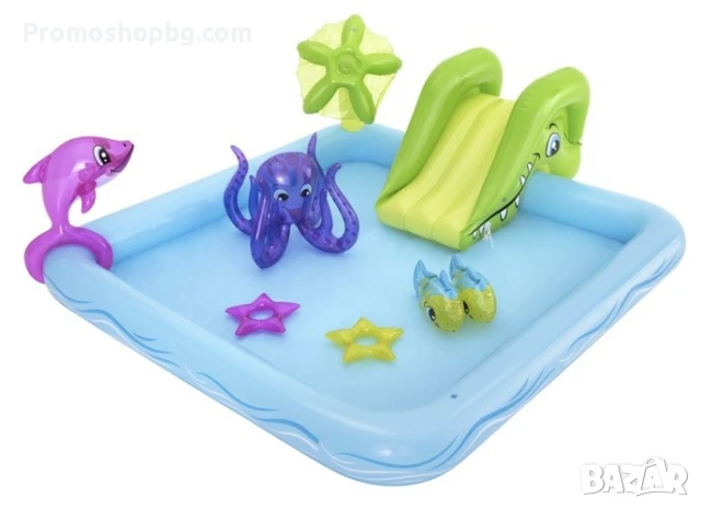 Детски басейн с пързалка Bestway Ocean, 239х206х86 см, Многоцветен