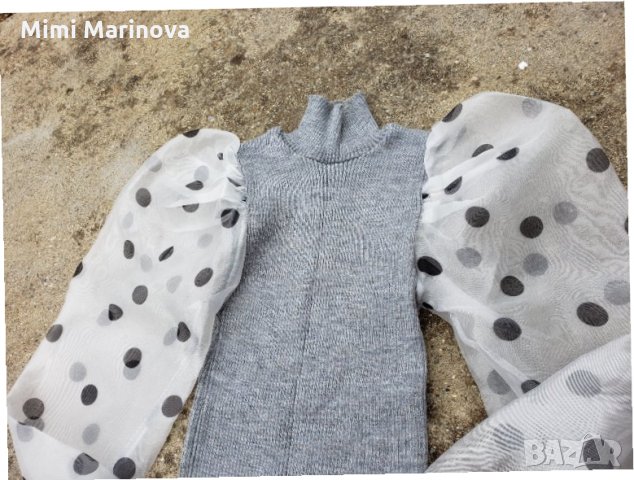 Последен Fashion топ с дантелен ръкав на точки, снимка 4 - Блузи с дълъг ръкав и пуловери - 27414302