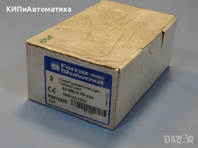 Предпазител Ferraz Shawmut Protistor F301282 Fuses 6.9GRB70TTF0100 100A 690VAC, снимка 7 - Резервни части за машини - 47790468