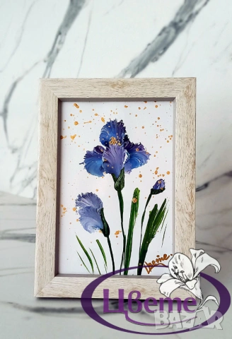 Рисувани Цветя - рамкирани, снимка 2 - Декорация за дома - 53884293