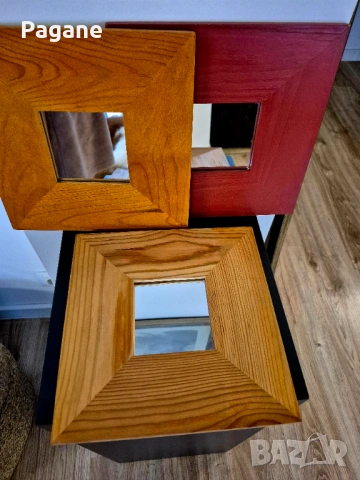 Сет от 3 декоративни огледала с масивни дървени рамки – Рустик Стил