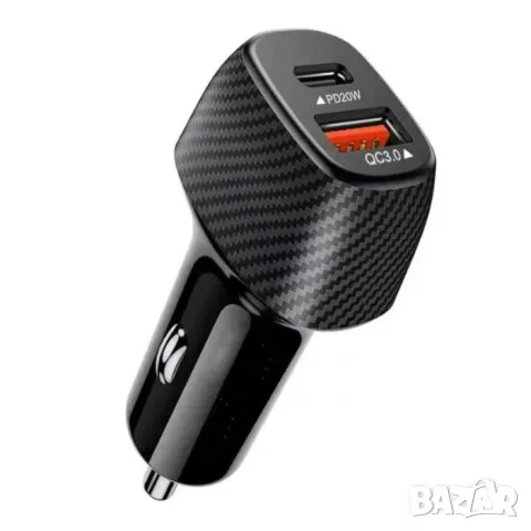 Автомобилен адаптер QC 3.0 и PD 20W